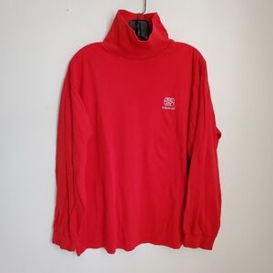 80s 90s Vintage Frito Lay Red Mockneck Long Sleeve Tshirt size L